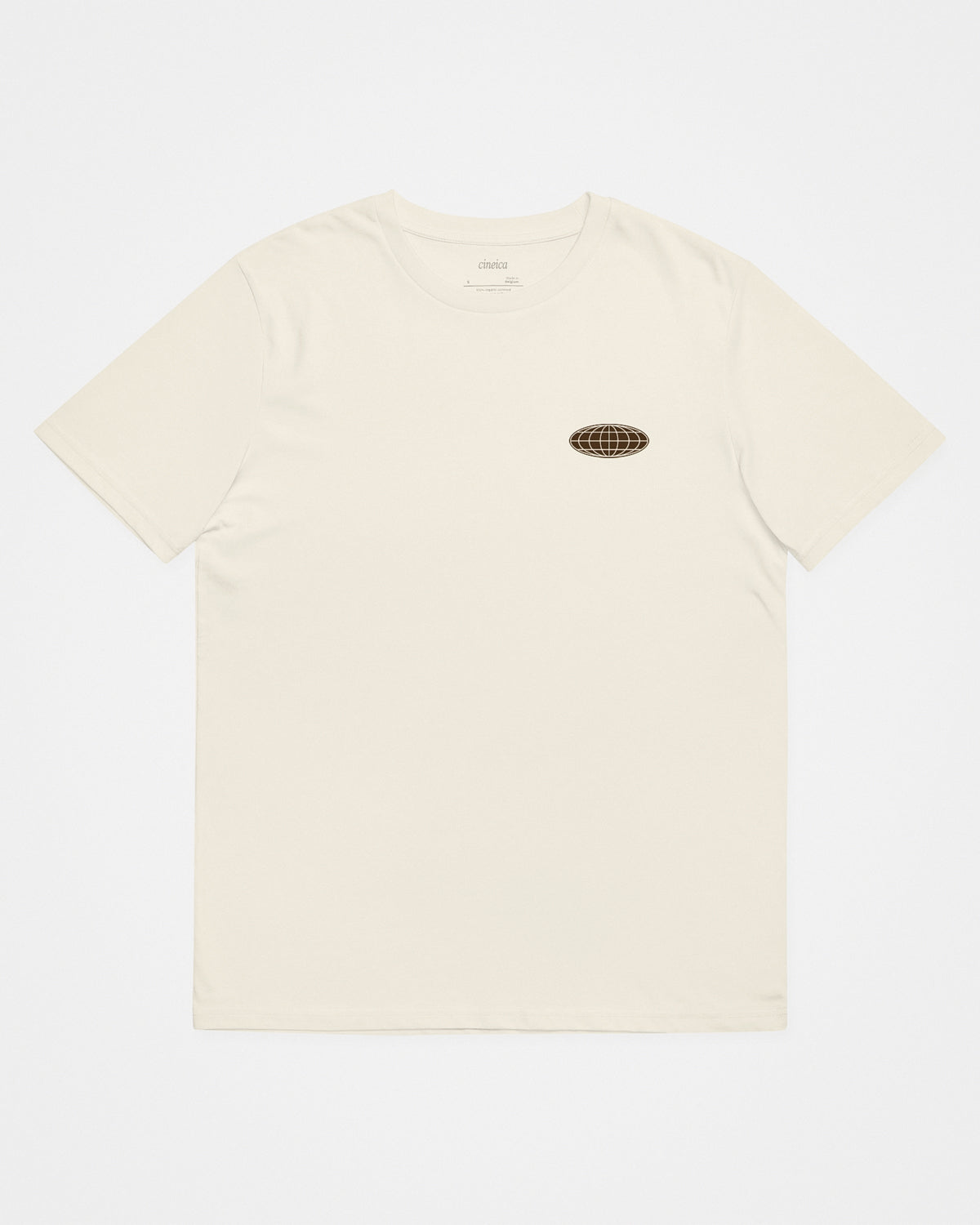 Natural beige t-shirt front with minimal design.